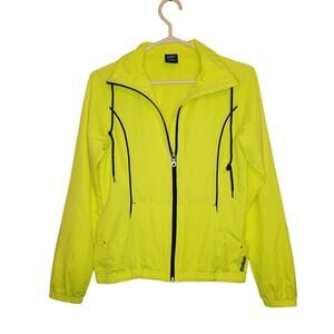Reebok Vintage Yellow Full Zip Windbreaker Jacket XS Fisherman Y2K Dopamine